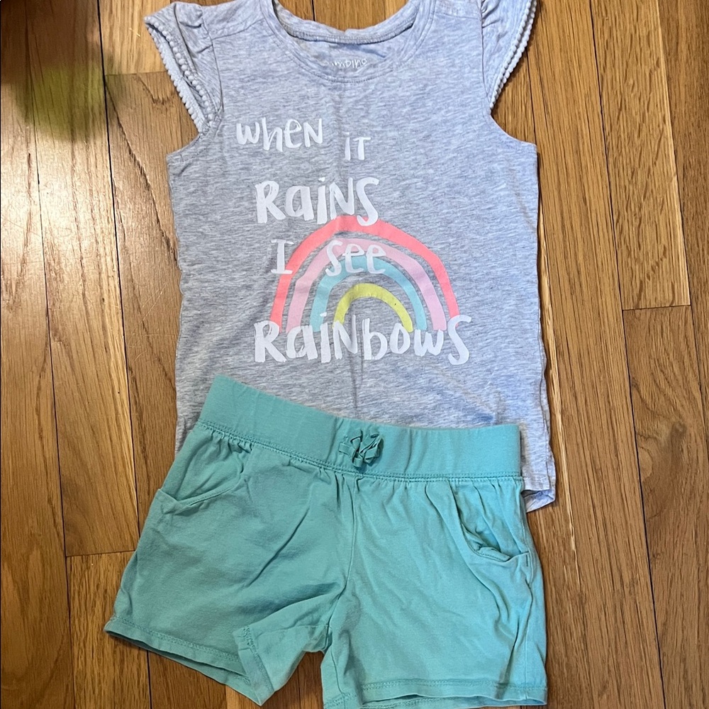 Jumping beans/Old Navy Rainbow Gray and Teal Kids Matching Set